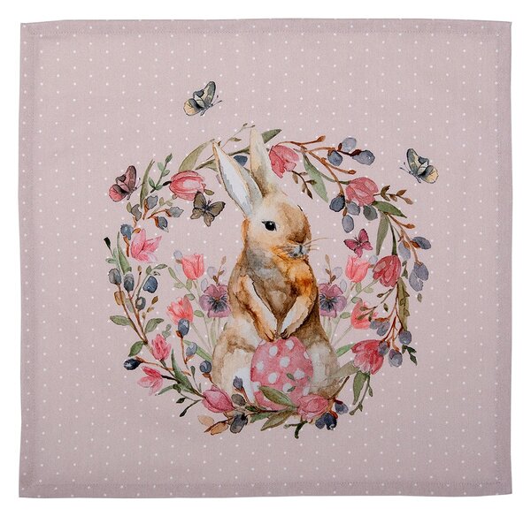 6ks bavlnené obrúsky s zajačikom Happy Bunny - 40*40 cm - Clayre & Eef