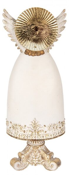 Béžovo-zlatá antik dekorácia anjel na podstavci - 16*12*41 cm - Clayre & Eef