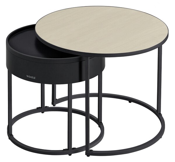 KONFERENČNÝ STOLÍK, čierna, béžová, kov, kompozitné drevo, 60-44/60-44/45-42 cm MID.YOU - Stolíky do obývačky, Online Only