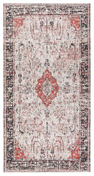 Koberec červená a béžová bavlna polyester 80 x 150 cm orientálny vzor vintage bytové doplnky
