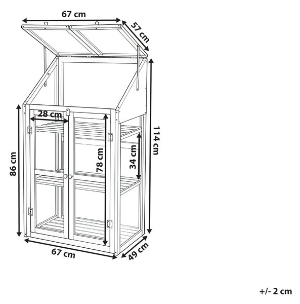 Balkónový skleník svetlohnedý jedľové drevo 2-dverový 3 poschodia transparentné panely záhrada balkón exteriér
