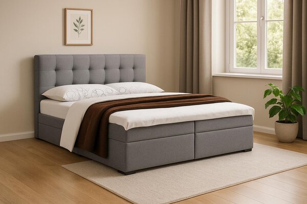 NovýNábytok.sk Manželská posteľ Boxspring 180 cm Fade 2 (sivá) (s matracom a úložným priestorom). Akcia -20%. Vlastná spoľahlivá doprava až k Vám domov. 1046502