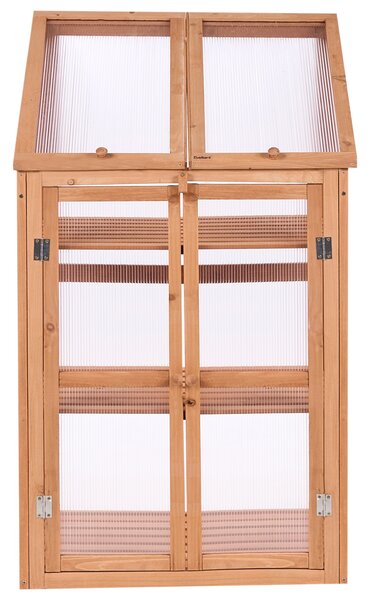 Balkónový skleník svetlohnedý jedľové drevo 2-dverový 3 poschodia transparentné panely záhrada balkón exteriér