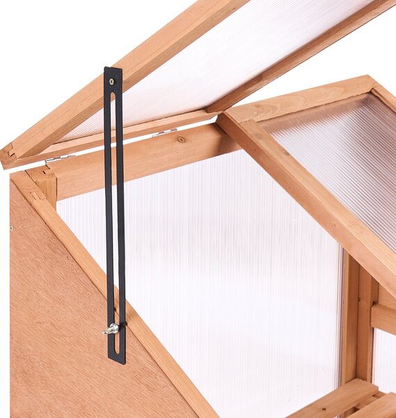 Balkónový skleník svetlohnedý jedľové drevo 2-dverový 3 poschodia transparentné panely záhrada balkón exteriér