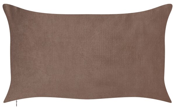 Sada 2 dekoratívnych vankúšov hnedá a ružová zamat 35 x 60 cm pásikavý vzor ručná výroba moderný štýl doplnky