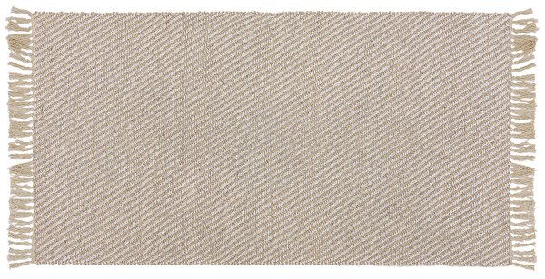 Koberec béžový juta a bavlna 80 x 150 cm ručne tkaný so strapcami boho chodba spálňa