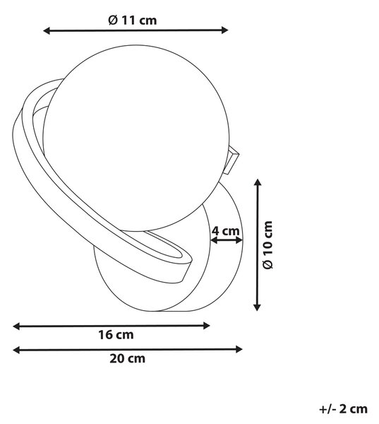 Nástenná lampa čierna kovová guľaté sklenené tienidlo elegantné moderné minimalistické svietidlo