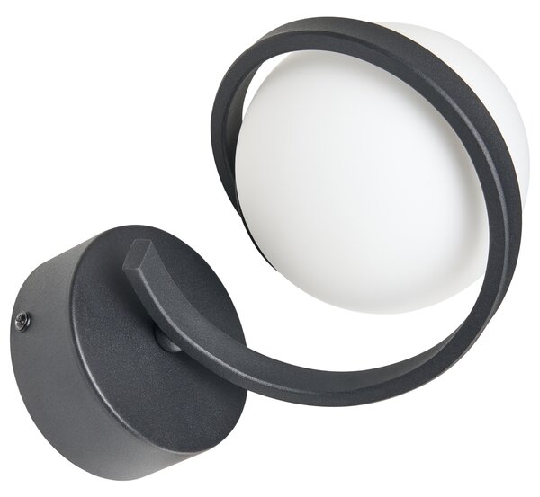 Nástenná lampa čierna kovová guľaté sklenené tienidlo elegantné moderné minimalistické svietidlo