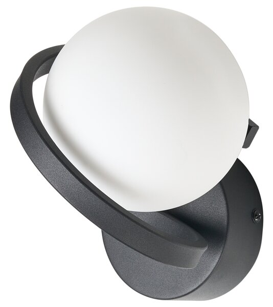 Nástenná lampa čierna kovová guľaté sklenené tienidlo elegantné moderné minimalistické svietidlo