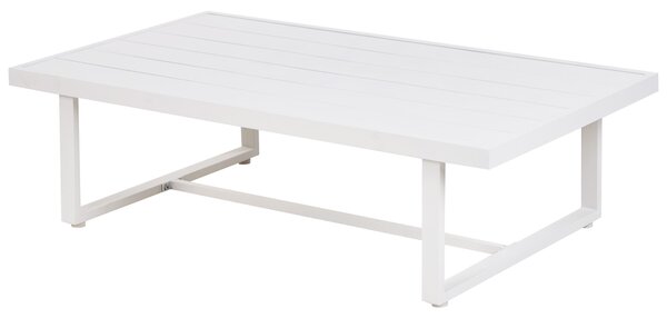 Záhradná sedacia súprava biela hliník polyester 3-miestna pohovka 2 kreslá stolík moderný štýl záhrada exteriér