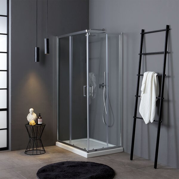 Sprchový Kút Obdĺžnikový Posuvný 70x100 Cm Sklo Transparentné | Luna