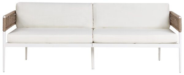 Záhradná sedacia súprava biela hliník polyester 3-miestna pohovka 2 kreslá stolík moderný štýl záhrada exteriér