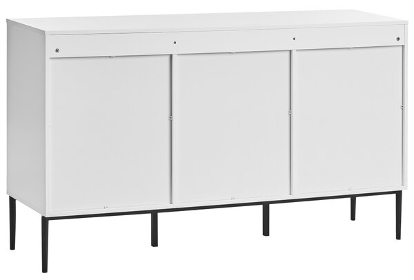 Komoda s dvierkami a zásuvkami biela MDF moderný minimalistický dizajn obývacia izba úložný nábytok