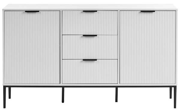 Komoda s dvierkami a zásuvkami biela MDF moderný minimalistický dizajn obývacia izba úložný nábytok