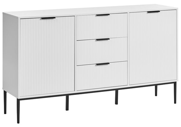 Komoda s dvierkami a zásuvkami biela MDF moderný minimalistický dizajn obývacia izba úložný nábytok