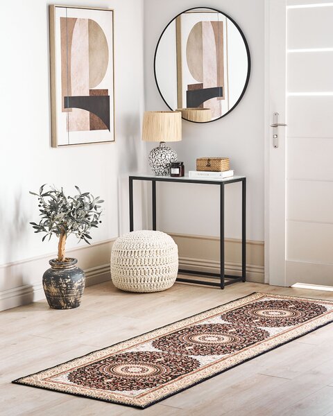 Koberec behúň viacfarebný polyester 80 x 240 cm orientálny vzor protišmykový vintage moderný štýl predsieň