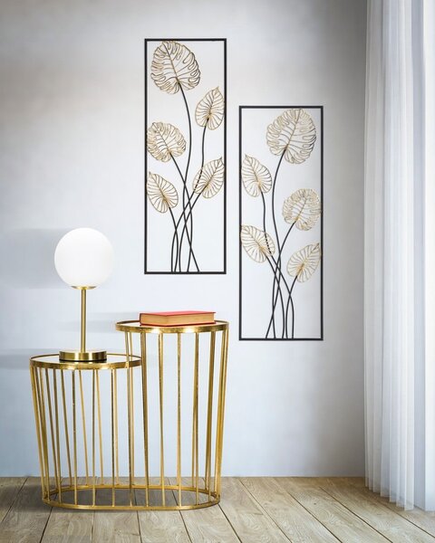Kovová závesná dekorácia so vzorom listov Mauro Ferretti Luxy -A-, 31 x 90 cm