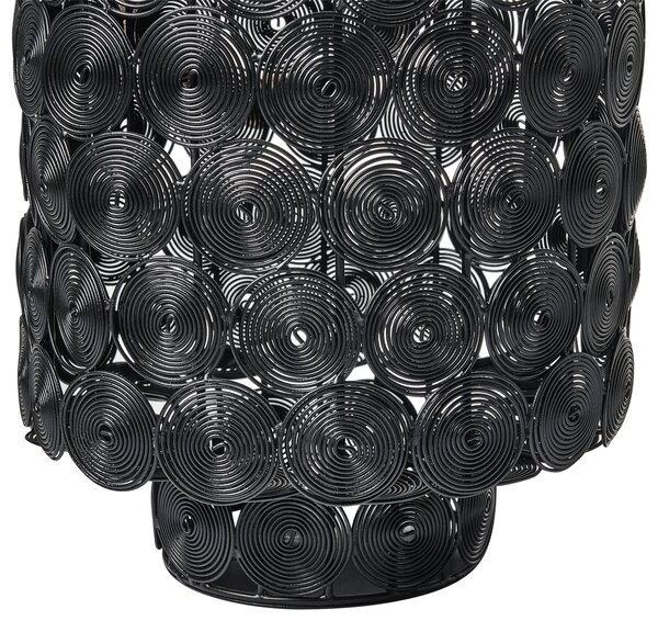Lampáš čierny kov železo jutová rúčka 35 cm svietnik na sviečku moderný štýl dekorácie doplnky