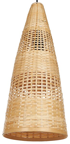 Závesná lampa svetlé drevo bambusové drevo ručne vyrobené tienidlo boho štýl osvetlenie do interiéru