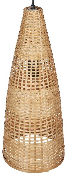 Závesná lampa svetlé drevo bambusové drevo ručne vyrobené tienidlo boho štýl osvetlenie do interiéru