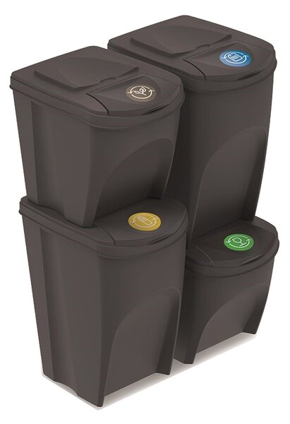 NABBI IKWBMS4 odpadkový kôš (4 ks) na triedený odpad 25/35 l antracit