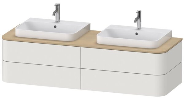 DURAVIT Happy D.2 Plus závesná skrinka pod dve umývadlá pod dosku, 4 zásuvky, 1600 x 550 x 408 mm, nordická biela matná lakovaná, HP4964B3939