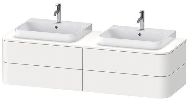 DURAVIT Happy D.2 Plus závesná skrinka pod dve umývadlá pod dosku, 4 zásuvky, 1600 x 550 x 408 mm, biela matná lakovaná, HP4964B3636