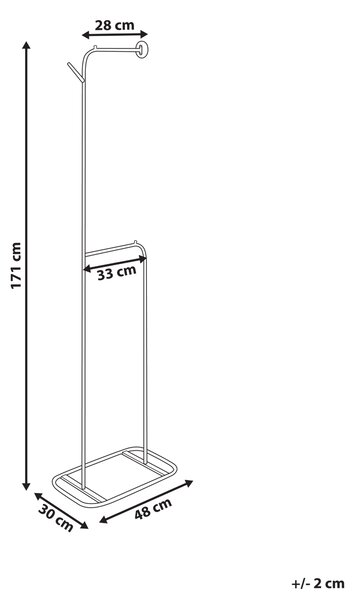 Vešiak na kabáty čierny železný kovový stojan na oblečenie 171 cm voľne stojaci do predsiene na chodbu