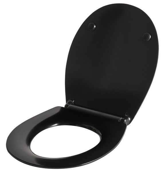 WC doska s pomalým sklápaním čierna duroplast lesklý povrch 45 x 38 cm ľahko odnímateľná kúpeľňové doplnky tradičný štýl kúpeľňa toaleta