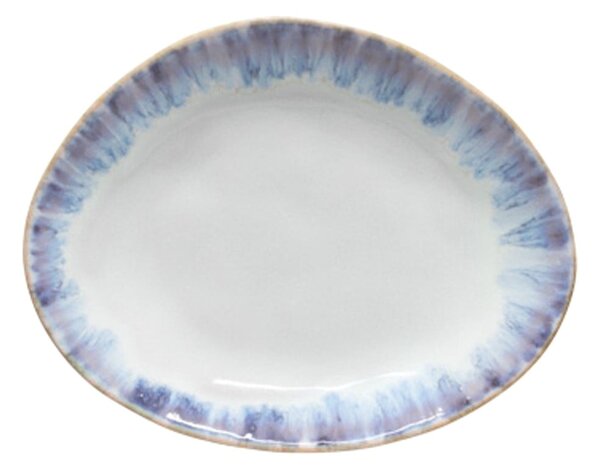 Bielo-modrý kameninový oválny tanier Costa Nova Brisa, ⌀ 20 cm
