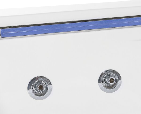 Vírivá rohová vaňa biela akrylát 211 x 150 cm s LED osvetlením nepravidelný tvar pre 2 osoby priehľadná predná časť moderný štýl kúpeľňa