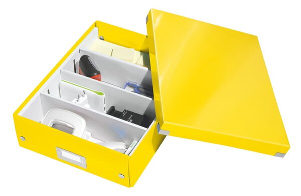 Žltý kartónový úložný box s vekom 28x37x10 cm Click&Store – Leitz