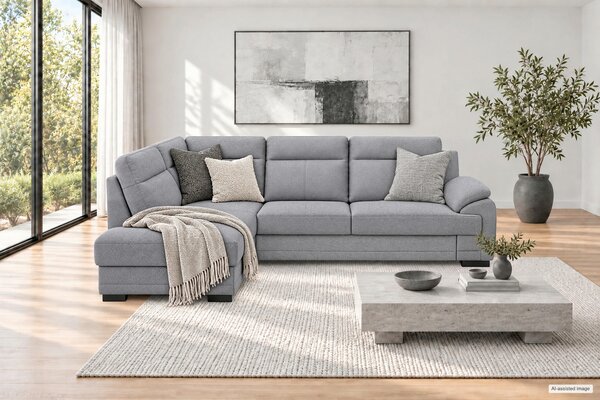 ROHOVÁ SEDAČKA, drevo, textil, kompozitné drevo, tmavosivá MID.YOU - Sedačky, Online Only