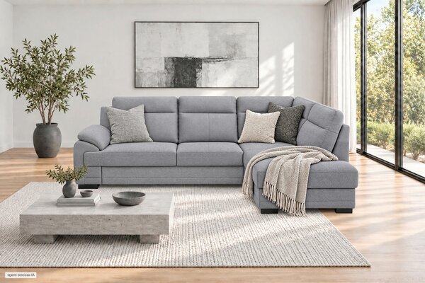 ROHOVÁ SEDAČKA, drevo, textil, kompozitné drevo, tmavosivá MID.YOU - Sedačky, Online Only