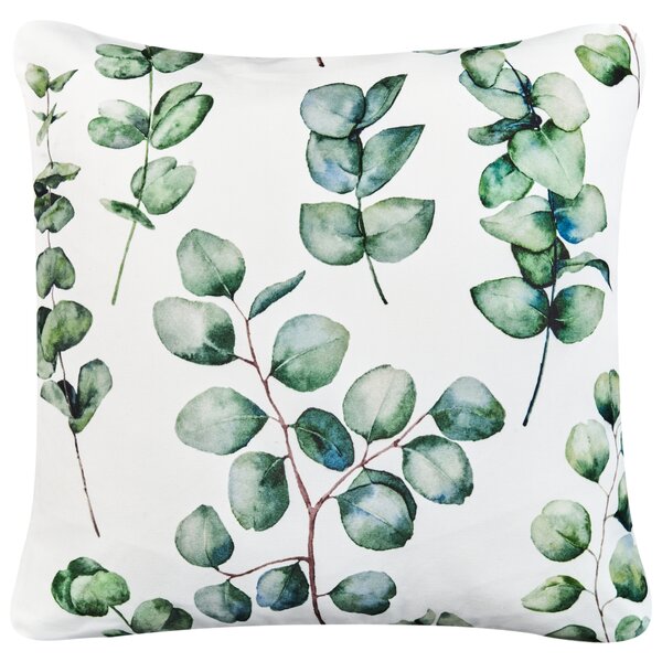 Sada 2 vonkajších dekoratívnych vankúšov zelená polyester 45 x 45 cm vzor listov záhradné doplnky