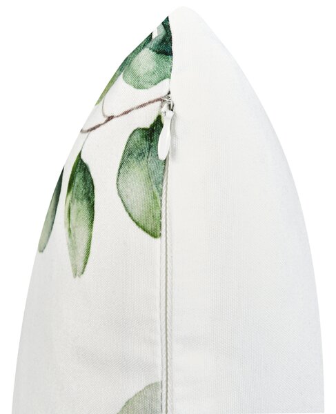 Sada 2 vonkajších dekoratívnych vankúšov zelená polyester 45 x 45 cm vzor listov záhradné doplnky