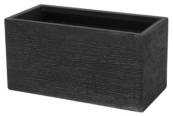 Kvetináč čierny zmes hliny a vlákien 60 x 29 x 30 cm obdĺžnikový tvar moderný štýl interiér exteriér