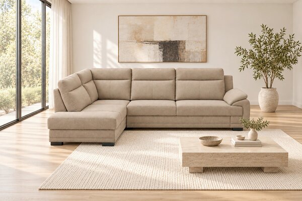 ROHOVÁ SEDAČKA, drevo, textil, kompozitné drevo, cappuccino MID.YOU - Sedačky, Online Only
