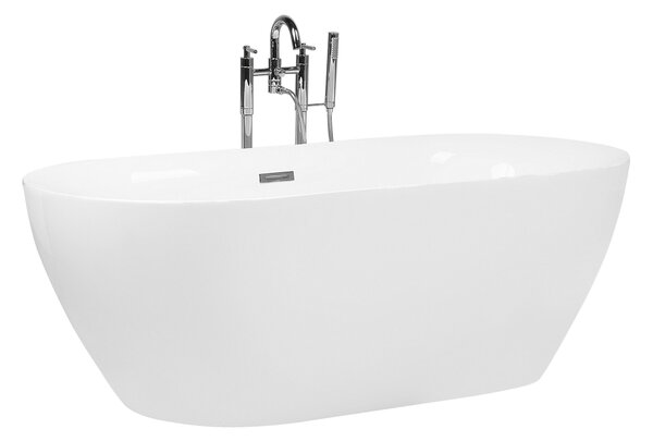Voľne stojaca vaňa biela sanitárny akrylát 150 x 75 cm oválna voľne stojaca moderný štýl
