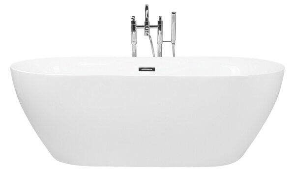 Voľne stojaca vaňa biela sanitárny akrylát 150 x 75 cm oválna voľne stojaca moderný štýl