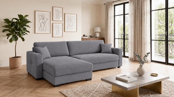 ROHOVÁ SEDAČKA, drevo, textil, kompozitné drevo, sivá MID.YOU - Sedačky, Online Only