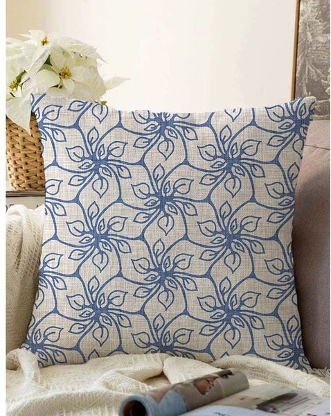 Modrá obliečka na vankúš s prímesou bavlny Minimalist Cushion Covers Chic, 55 x 55 cm