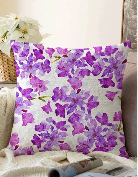 Béžovo-fialová obliečka na vankúš s prímesou bavlny Minimalist Cushion Covers Lilas, 55 x 55 cm