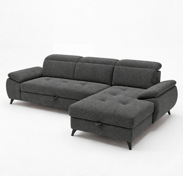 ROHOVÁ SEDAČKA, drevo, textil, kompozitné drevo, tmavosivá MID.YOU - Sedačky, Online Only