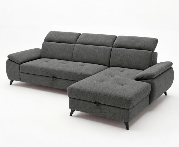 ROHOVÁ SEDAČKA, drevo, textil, kompozitné drevo, tmavosivá MID.YOU - Sedačky, Online Only