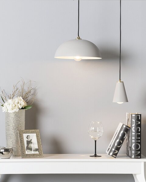 Stropná lampa sivá kovová kužeľové tienidlo 168 cm závesné svietidlo retro vintage