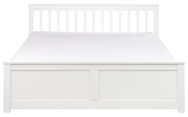 Posteľ biela borovicové drevo MDF 160 x 200 cm s čelom minimalistický škandinávsky štýl spálňa