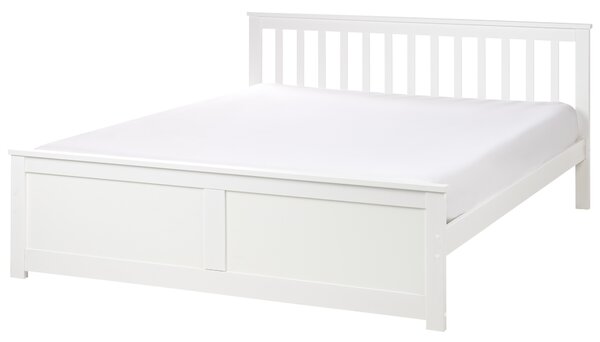 Posteľ biela borovicové drevo MDF 160 x 200 cm s čelom minimalistický škandinávsky štýl spálňa