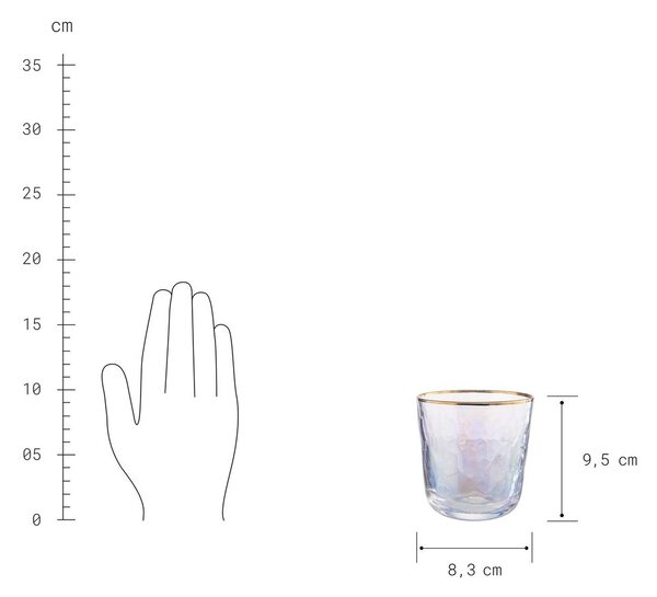 SMERALDA Sada pohárov so zlatým okrajom 280 ml 6 ks