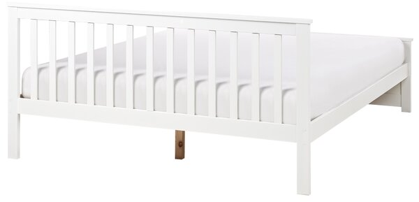 Posteľ biela borovicové drevo MDF 160 x 200 cm s čelom minimalistický škandinávsky štýl spálňa